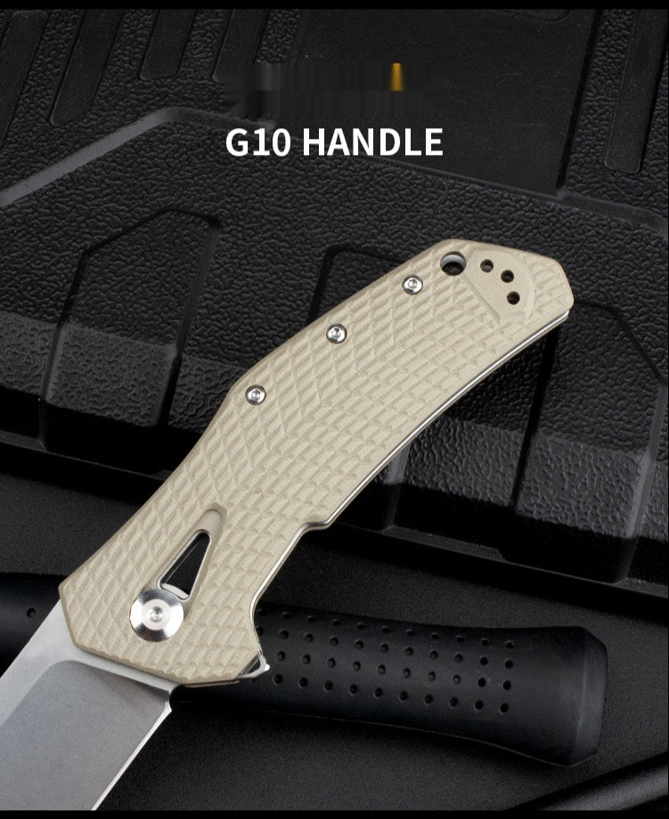 Outdoor Knife Camping Defense Height Hardness Folding Knife G10 Folding Knife Stainless Steel Military Knife