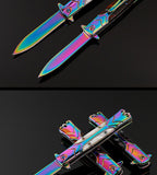 Creative mirror light folding knife Italian retro design high hardness folding knife outdoor knife self-defense mini handbag knife