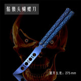 2026 New type long butterfly folding knife outdoor camping training knife skull practice knife hand training tool| POPOTR™
