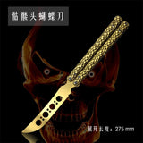 2026 New type long butterfly folding knife outdoor camping training knife skull practice knife hand training tool| POPOTR™