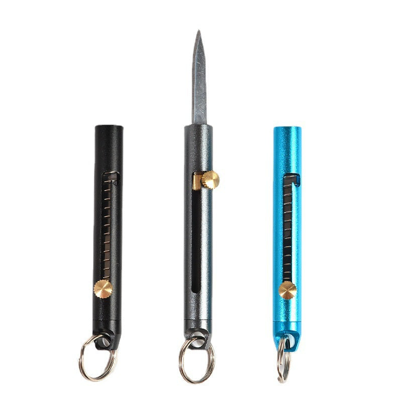 Outdoor knife keychain pendant retro bolt spring knife aluminum alloy knife sharp demolition express