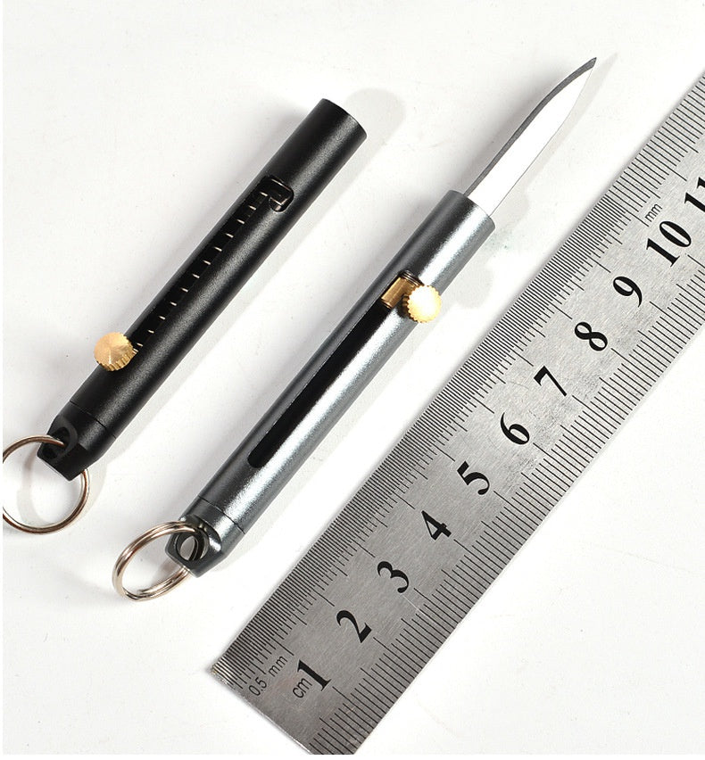 Outdoor knife keychain pendant retro bolt spring knife aluminum alloy knife sharp demolition express