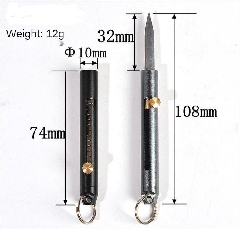Outdoor knife keychain pendant retro bolt spring knife aluminum alloy knife sharp demolition express
