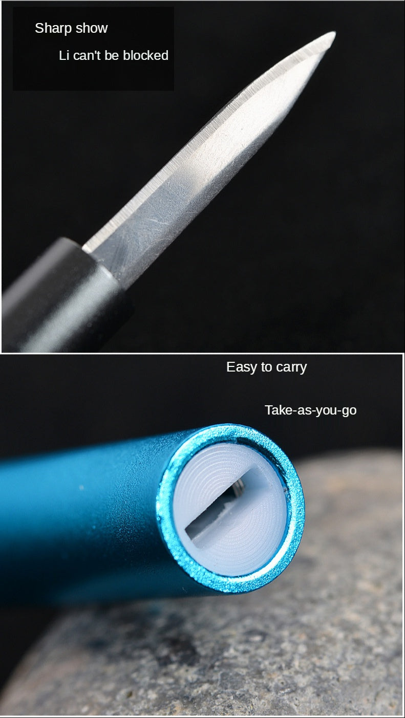 Outdoor knife keychain pendant retro bolt spring knife aluminum alloy knife sharp demolition express