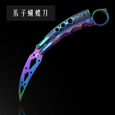 Unblade Butterfly Training Knife Claw Scimitar Stainless Steel Magnetic Butterfly Tool Self-defense Play Cool Folding Knife