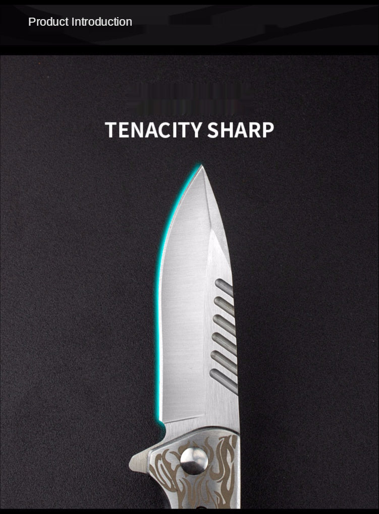 Camping Survival Knife Tactical Outdoor Folding Knife Wooden Handle Knife D2 Steel High Hardness Folding Knife Mini Knife