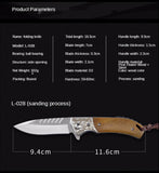 Camping Survival Knife Tactical Outdoor Folding Knife Wooden Handle Knife D2 Steel High Hardness Folding Knife Mini Knife