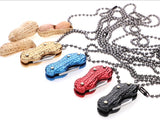 【Free gift】Mini Key Knife Pocket Knife Creative Peanut Shape Necklace Knife Carry Stainless Steel Portable Folding Knife