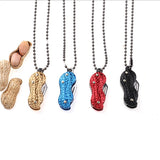 【Free gift】Mini Key Knife Pocket Knife Creative Peanut Shape Necklace Knife Carry Stainless Steel Portable Folding Knife