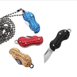 【Free gift】Mini Key Knife Pocket Knife Creative Peanut Shape Necklace Knife Carry Stainless Steel Portable Folding Knife