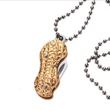 【Free gift】Mini Key Knife Pocket Knife Creative Peanut Shape Necklace Knife Carry Stainless Steel Portable Folding Knife
