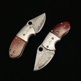 Outdoor small praying mantis mini knife folding knife forged and pickled red sandalwood handle Damascus knife
