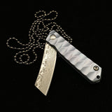 Self-defense Keychain Pocket Knife Damascus Steel Titanium Handle Mini Bistop EDC Gift Pocket Knife