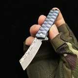 Self-defense Keychain Pocket Knife Damascus Steel Titanium Handle Mini Bistop EDC Gift Pocket Knife