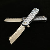 Self-defense Keychain Pocket Knife Damascus Steel Titanium Handle Mini Bistop EDC Gift Pocket Knife