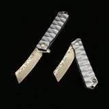 Self-defense Keychain Pocket Knife Damascus Steel Titanium Handle Mini Bistop EDC Gift Pocket Knife
