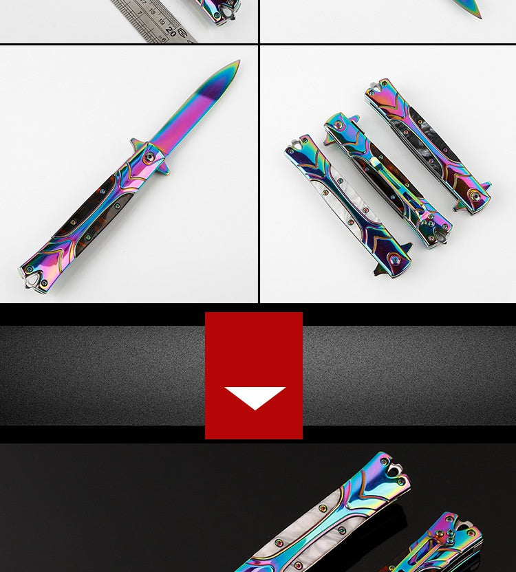 Mini handbag knife retro design outdoor knife self-defense creative mirror light folding knife high hardness folding knife