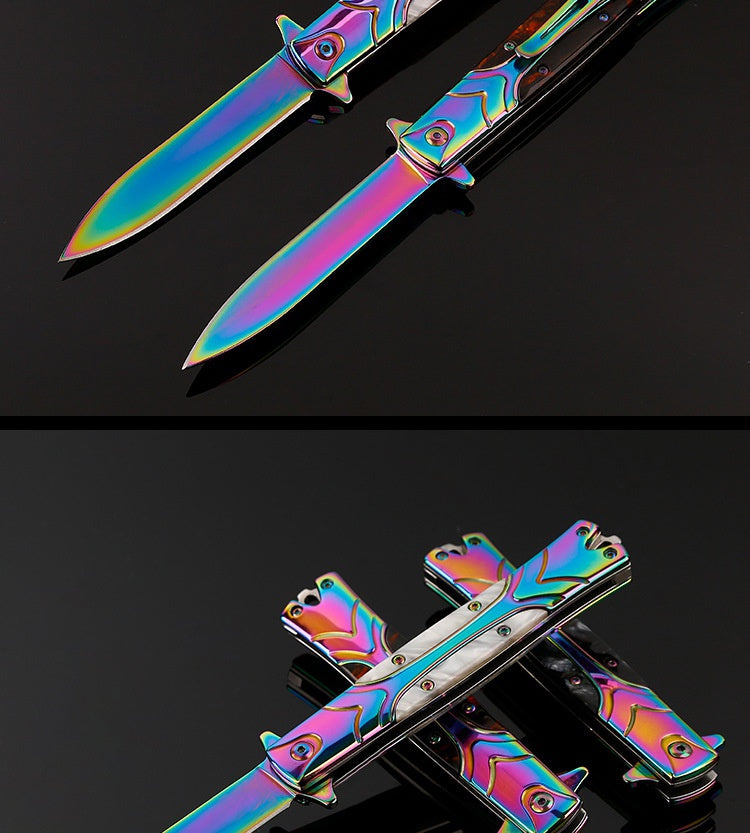 Mini handbag knife retro design outdoor knife self-defense creative mirror light folding knife high hardness folding knife