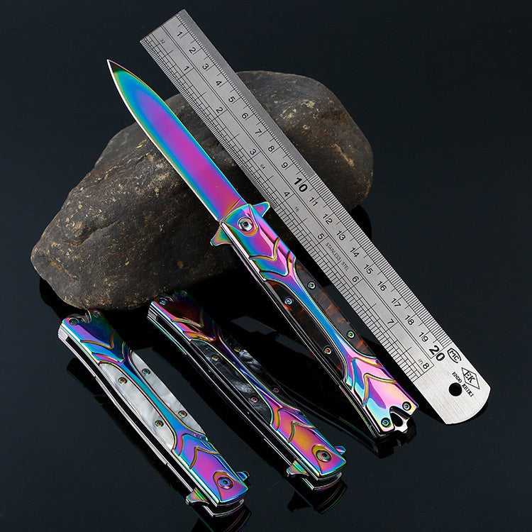 Mini handbag knife retro design outdoor knife self-defense creative mirror light folding knife high hardness folding knife