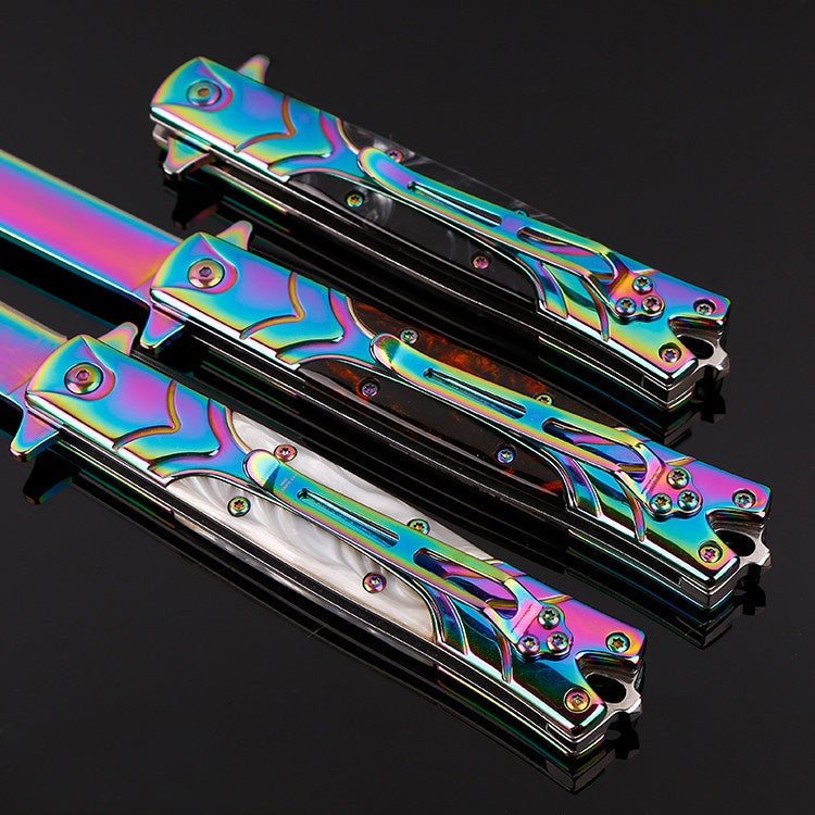 Mini handbag knife retro design outdoor knife self-defense creative mirror light folding knife high hardness folding knife