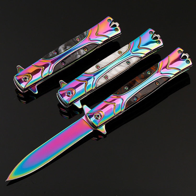 Mini handbag knife retro design outdoor knife self-defense creative mirror light folding knife high hardness folding knife