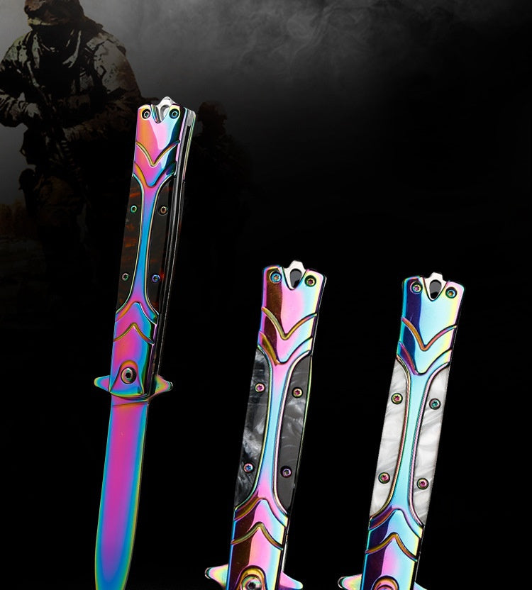 Mini handbag knife retro design outdoor knife self-defense creative mirror light folding knife high hardness folding knife