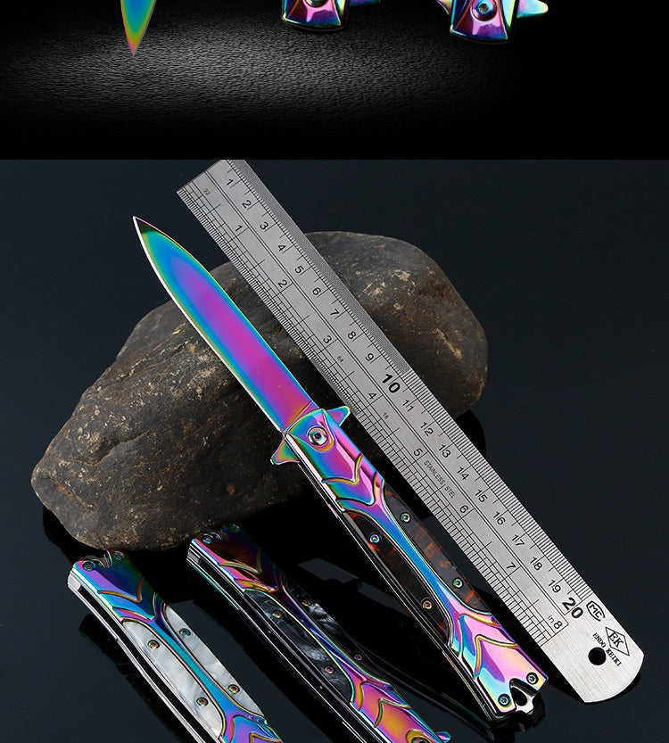 Mini handbag knife retro design outdoor knife self-defense creative mirror light folding knife high hardness folding knife