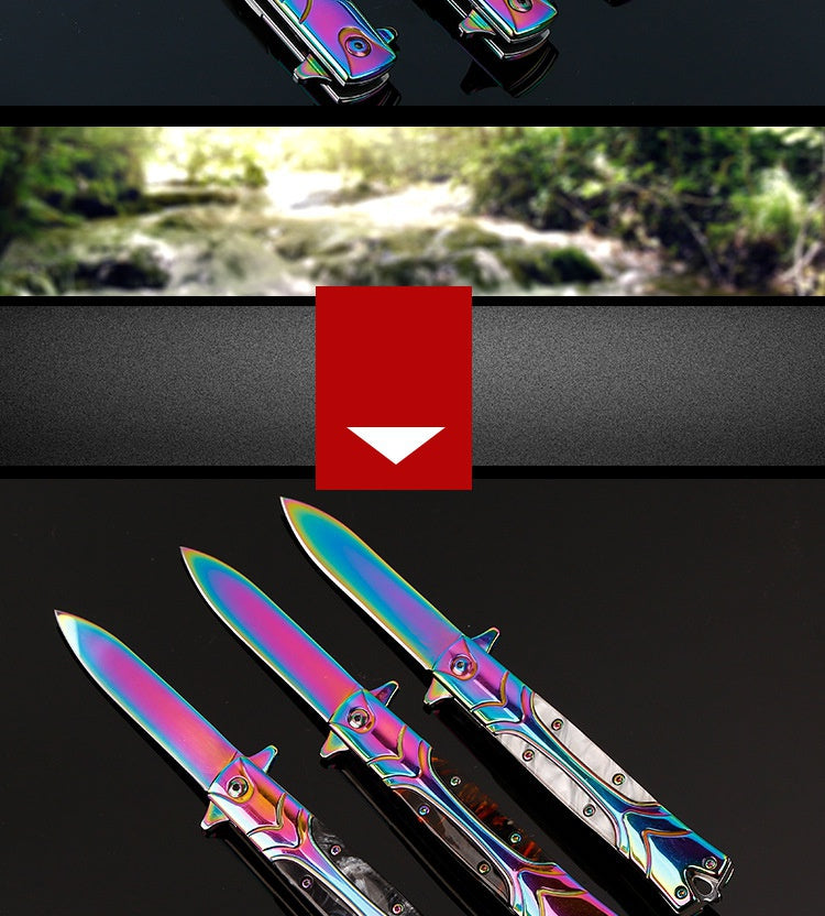 Mini handbag knife retro design outdoor knife self-defense creative mirror light folding knife high hardness folding knife