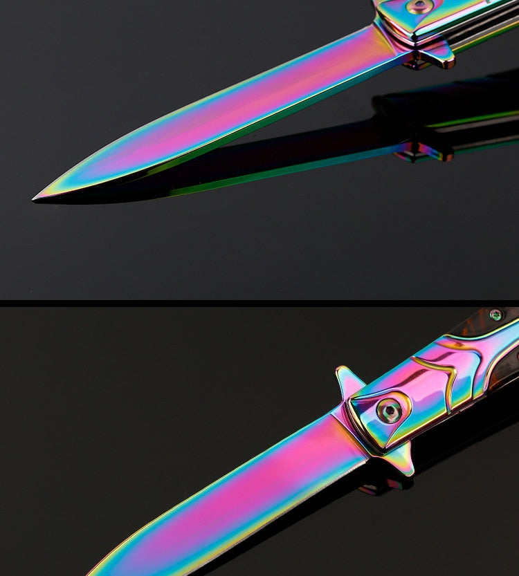 Mini handbag knife retro design outdoor knife self-defense creative mirror light folding knife high hardness folding knife