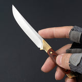 Outdoor Mongolian hand-held meat special knife for household meat eating knife Portable integrated steel brass small straight knife fruit knife