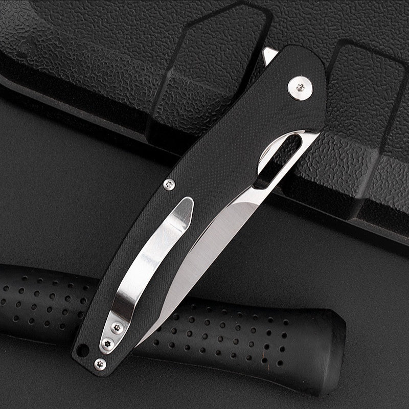 D2 Portable Fruit Knife Stainless Steel Folding Knife Portable Knife G10 Handle Outdoor Camping Folding Knife
