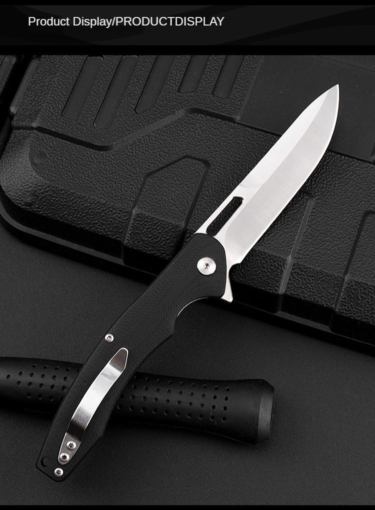 D2 Portable Fruit Knife Stainless Steel Folding Knife Portable Knife G10 Handle Outdoor Camping Folding Knife