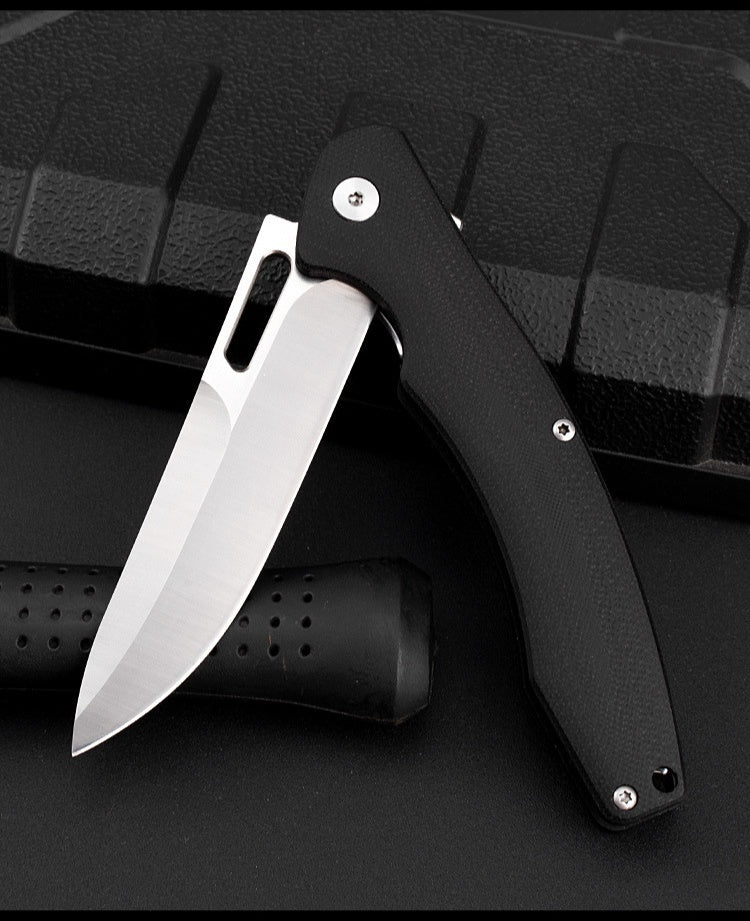 D2 Portable Fruit Knife Stainless Steel Folding Knife Portable Knife G10 Handle Outdoor Camping Folding Knife