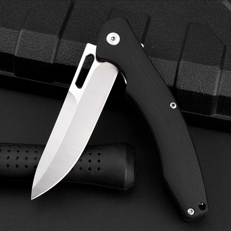 D2 Portable Fruit Knife Stainless Steel Folding Knife Portable Knife G10 Handle Outdoor Camping Folding Knife