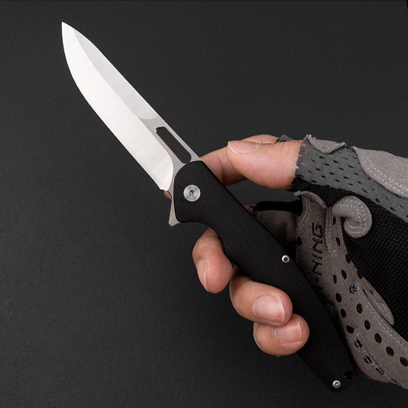 D2 Portable Fruit Knife Stainless Steel Folding Knife Portable Knife G10 Handle Outdoor Camping Folding Knife