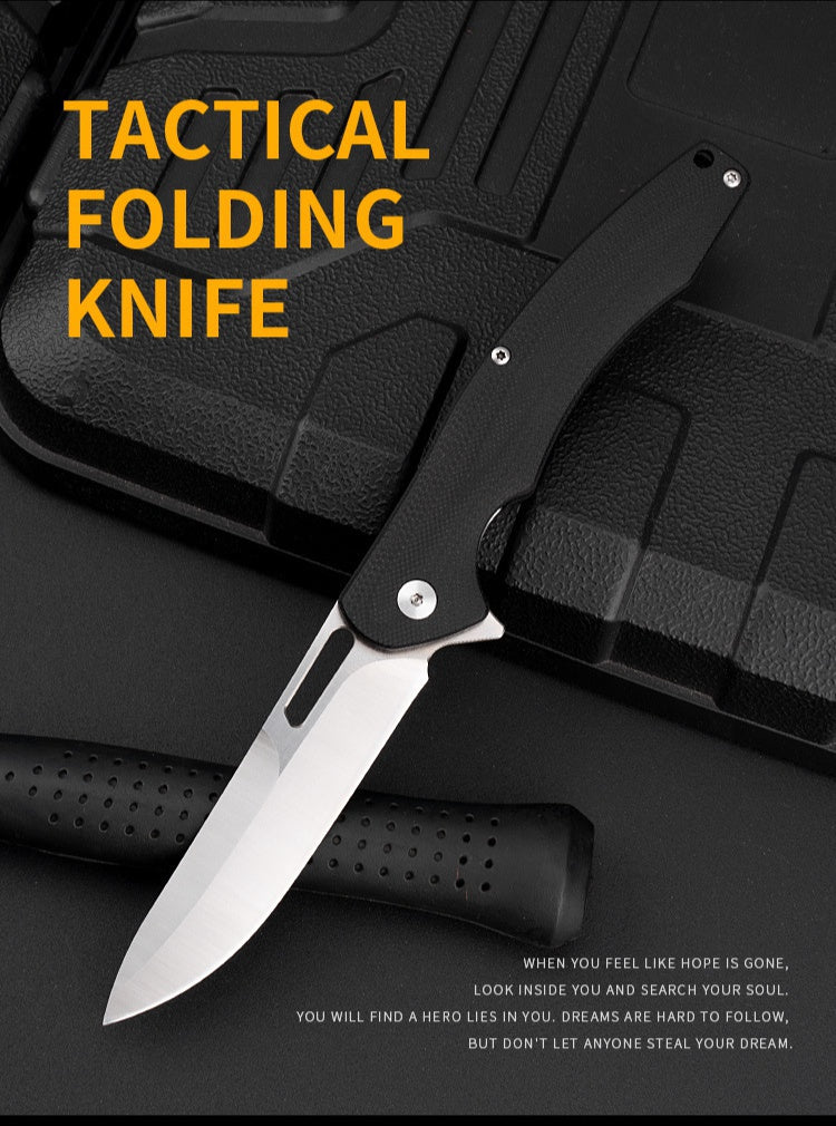 D2 Portable Fruit Knife Stainless Steel Folding Knife Portable Knife G10 Handle Outdoor Camping Folding Knife