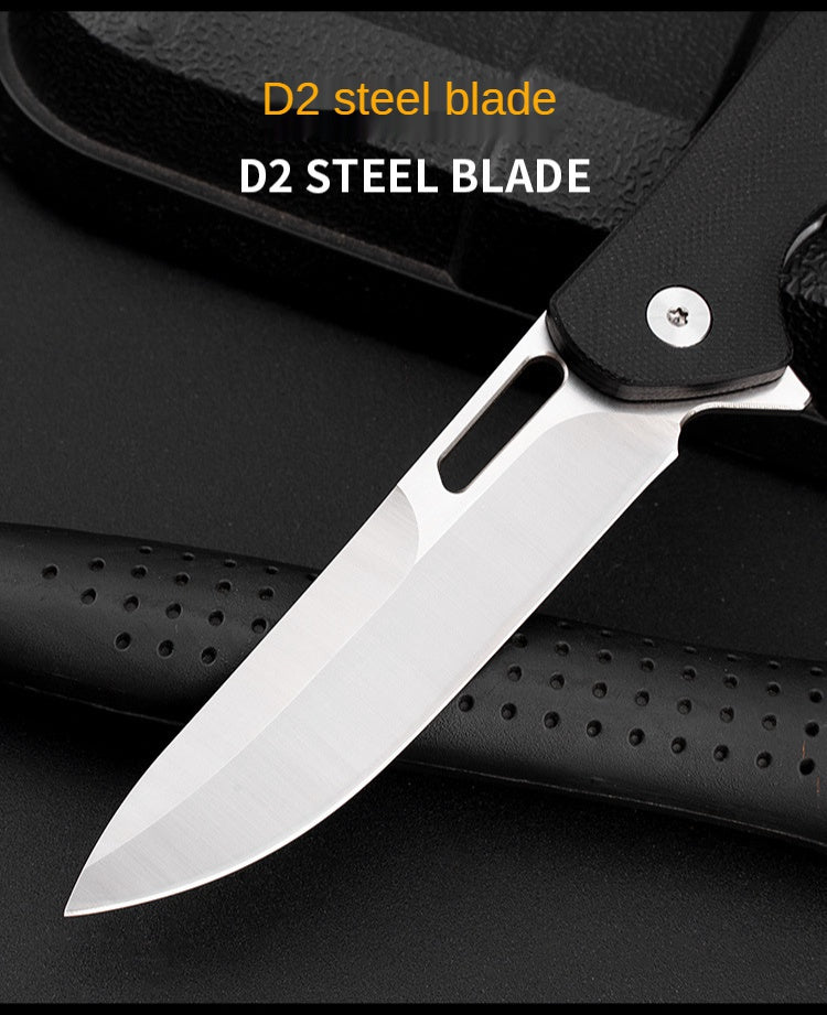 D2 Portable Fruit Knife Stainless Steel Folding Knife Portable Knife G10 Handle Outdoor Camping Folding Knife