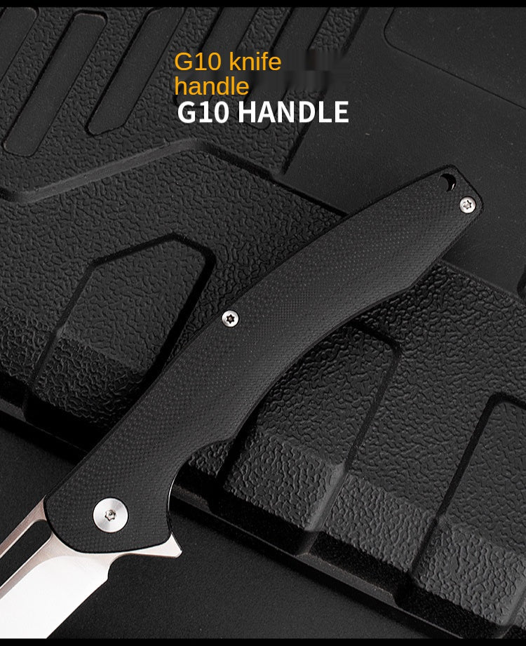 D2 Portable Fruit Knife Stainless Steel Folding Knife Portable Knife G10 Handle Outdoor Camping Folding Knife