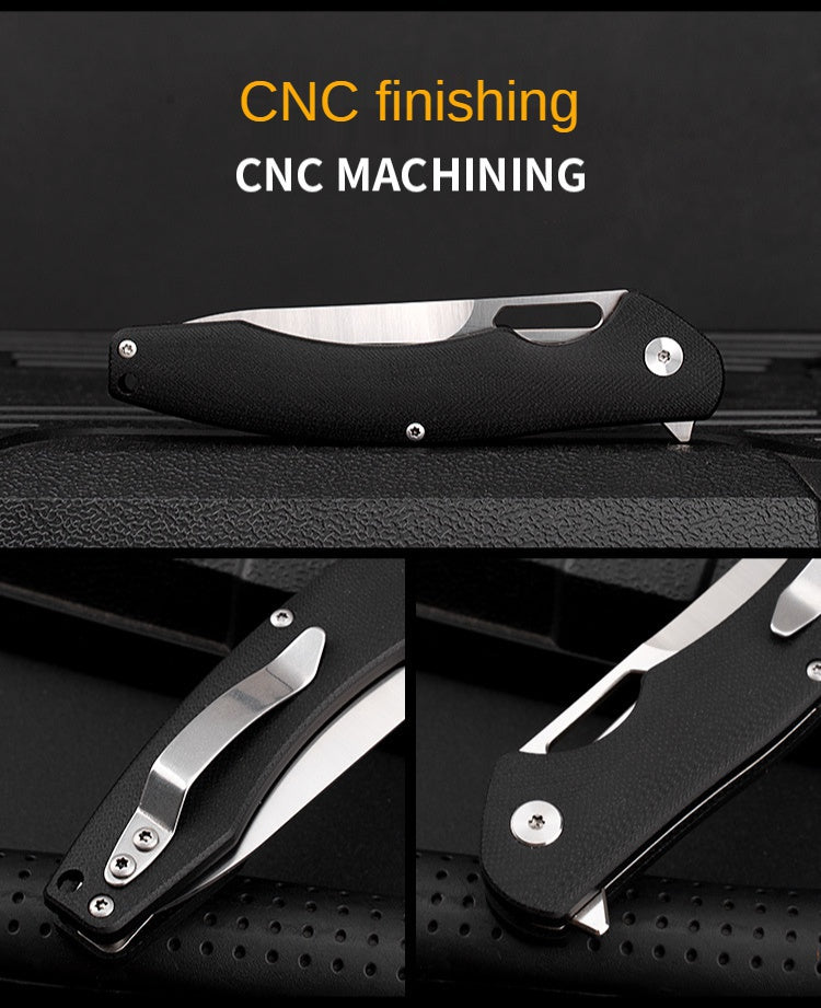 D2 Portable Fruit Knife Stainless Steel Folding Knife Portable Knife G10 Handle Outdoor Camping Folding Knife