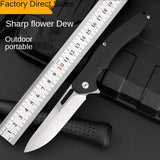 D2 Portable Fruit Knife Stainless Steel Folding Knife Portable Knife G10 Handle Outdoor Camping Folding Knife