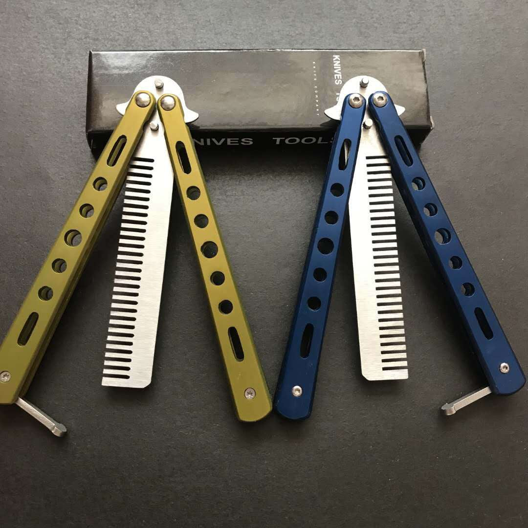 csgo practice knife butterfly comb folding butterfly comb stainless steel comb training knife