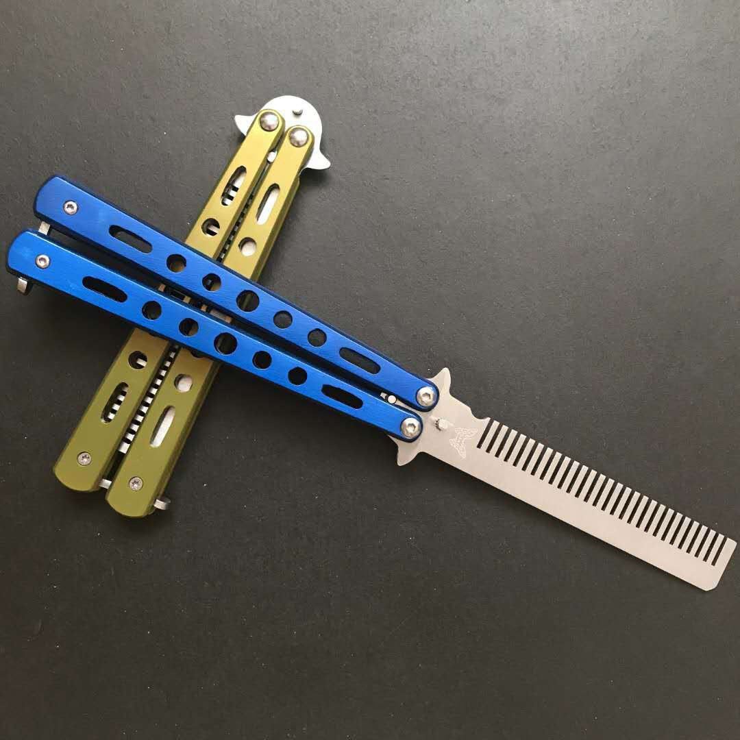 csgo practice knife butterfly comb folding butterfly comb stainless steel comb training knife