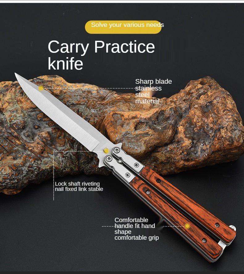 Folding Knife Outdoor Practice Knife Beginners Play Cool Portable Shake Knife Fancy Training Butterfly Practice Comb