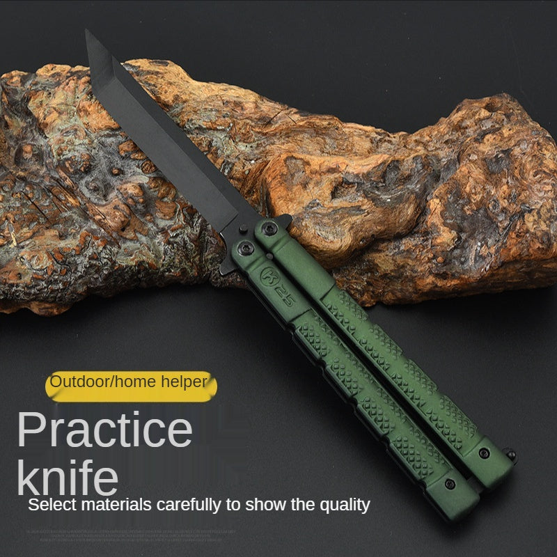 Field training stainless steel outdoor practice knife swing hand folding knife self-defense portable butterfly comb novice