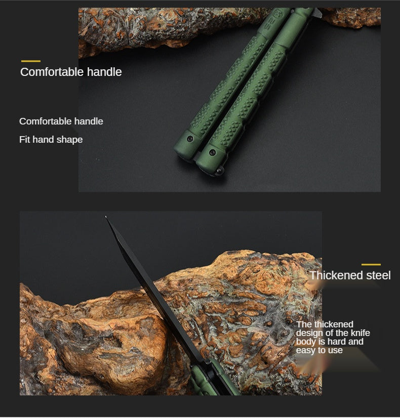 Field training stainless steel outdoor practice knife swing hand folding knife self-defense portable butterfly comb novice