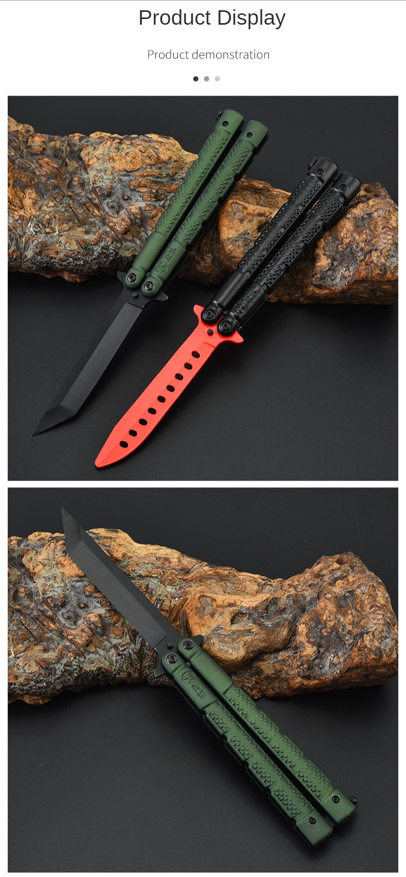 Field training stainless steel outdoor practice knife swing hand folding knife self-defense portable butterfly comb novice