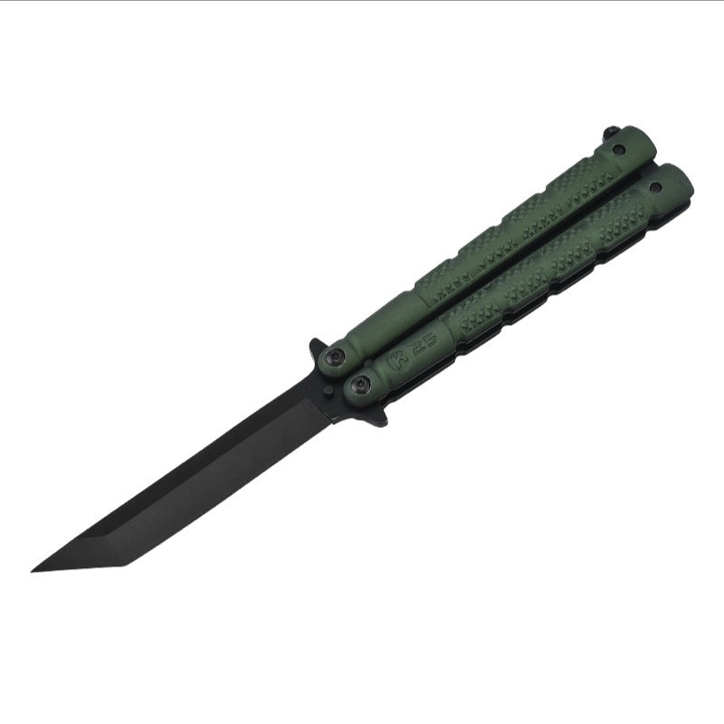Field training stainless steel outdoor practice knife swing hand folding knife self-defense portable butterfly comb novice