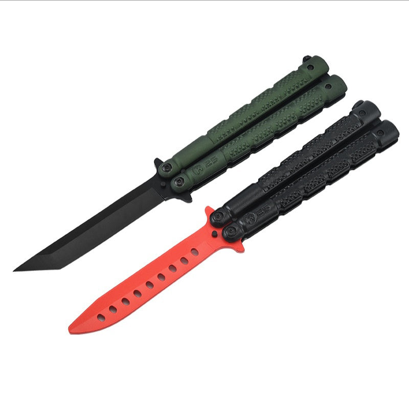 Field training stainless steel outdoor practice knife swing hand folding knife self-defense portable butterfly comb novice