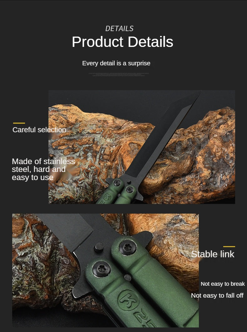 Field training stainless steel outdoor practice knife swing hand folding knife self-defense portable butterfly comb novice