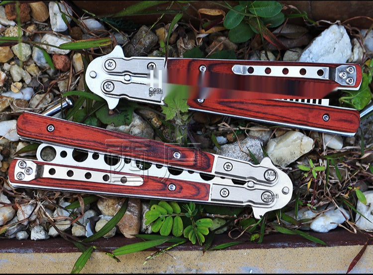 Butterfly practice knife jl27 not edged Yangjiang outdoor knife folding wooden handle factory delivery from stock
